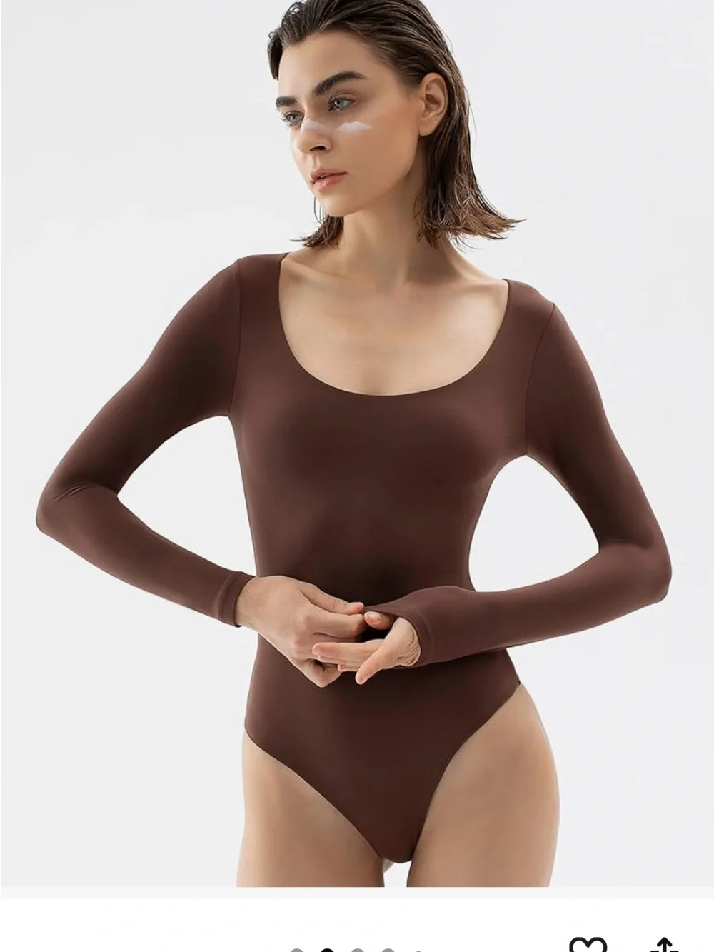 NWT pumiey Scoop Neck Long Sleeve Bodysuit - Brown medium